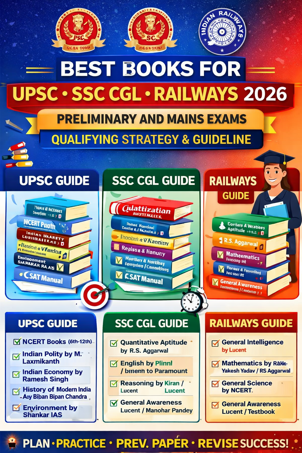Best Books for UPSC SSC CGL Railways